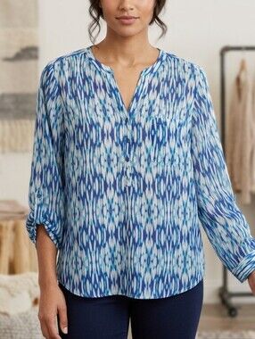 Lightweight Blue Patterned Women's Blouse